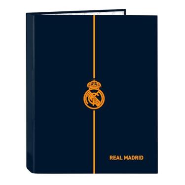Imagem de Safta Real Madrid 2ª equipe 24/25 – pasta com 4 anéis, ideal para crianças de diferentes idades, confortável e versátil, qualidade e resistência, 26,5 x 33 cm, azul marinho