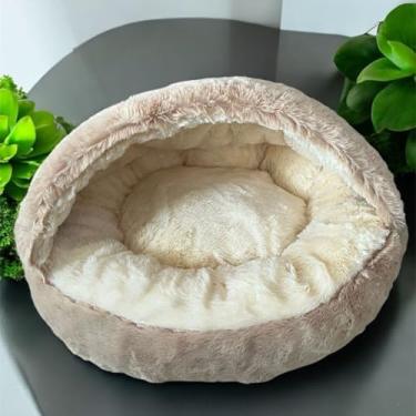 Imagem de CAMINHA PET NUVEM COBERTA FECHADA CAMA CASINHA PLUSH TOCA CACHORROS E GATOS DONUT IGLU CASINHA CONFORTÁVEL FELPUDA 50CM TAM M (CARAMELO)