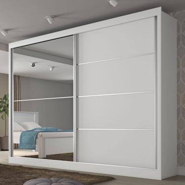 Imagem de Guarda-roupa Casal Verona 2 Portas 4 Gavetas Espelhado Branco - Mademarques
