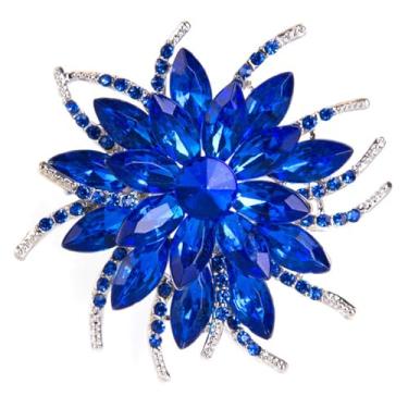 Imagem de Broches de flores grandes de strass para mulheres moda brilhante cristal girassol broche exclusivo festa de casamento terno vestido jóias acessórios, Large, Liga de aço, Liga metálica.