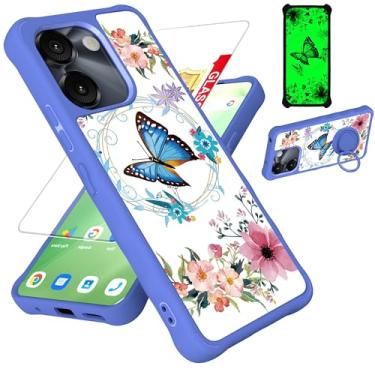 Imagem de jioeuinly Capa para celular AirVoice S67 5G / C67/A67 compatível com FOXXD Foxx Miro S67 5G / C67/A67 [com protetor de tela de vidro temperado] [suporte de anel] [efeito luminoso] YGL-LHD