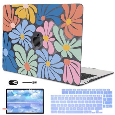 Imagem de LCMOCICO Compatível com MacBook Air 13 polegadas 2021, 2020, 2019, 2018, capa rígida de plástico com estampa de cristal para Mac Air 13 M1 2021, flores coloridas pretas