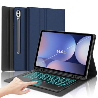 Imagem de Capa com teclado para Samsung Galaxy S10 Ultra/S9 Ultra/S8 Ultra 37.1 cm Touch Keyboard para Galaxy Tab S10 Ultra, capa com trackpad, teclado destacável, cores retroiluminadas para S9 Ultra Tab com
