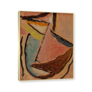 Imagem de NHLDZYH Moldura de champanhe. Impressões de arte Alexej von Jawlensky - Pintura de retrato - (cabeça abstrata 16) - Pôster de decoração de parede vintage. 30 x 40 cm - 11,8 x 15,7 pol