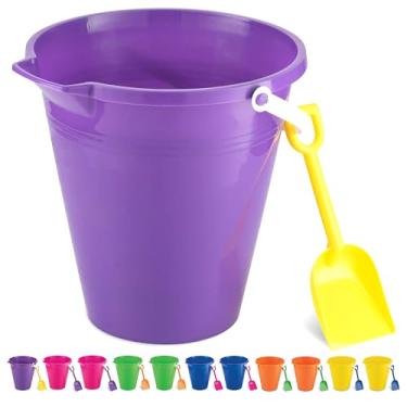 Imagem de 4E's Novelty Balde de areia grande de 23 cm com pá [pacote de 12 a granel] Baldes de praia - brinquedos de praia para crianças e crianças, suportes de cesta de lembrancinhas de festa, presentes de