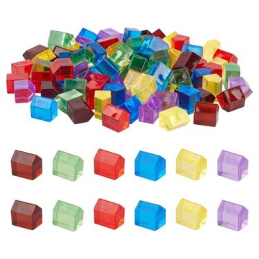 Imagem de BENECREAT 96Pcs House Shape Blank Acrylic Game Tokens, 6 Colors Acrylic Board Game Chess Pieces for Making Creative Dice, Board Game Props, Maths Teaching, 0.53x0.37x0.49inch