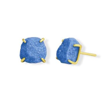 Imagem de Brinco Tarraxa Quartzo Azul - Cristal Natural, Banho Ouro 18k