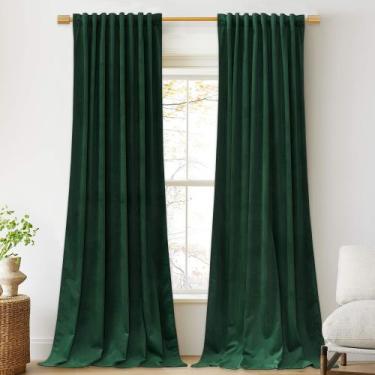 Imagem de Cortinas StangH de veludo verde escuro para quarto (132x274cm), 2 pain