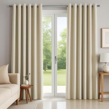 Imagem de Cortina Blackout em Tecido 3,00x2,50m para Varão Simples 2 metros, Cortina Corta Luz 2 Painéis com 8 Ilhós Cada (Palha)