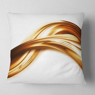 Imagem de Sala de estar abstrata com estampa de textura dourada marrom Designart, sofá, almofada de alta qualidade + capa de almofada impressa em ambos os lados 66 cm x 66 cm