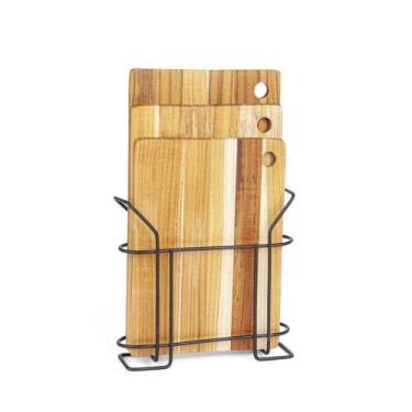 Imagem de Kit 3 Tábuas De Madeira Com Suporte Em Aço - Stolf