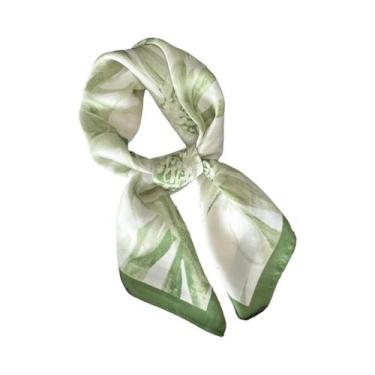 Imagem de Lenço Quadrado Feminino De Cetim Macio 70x70cm, Imitação De Seda, Moda