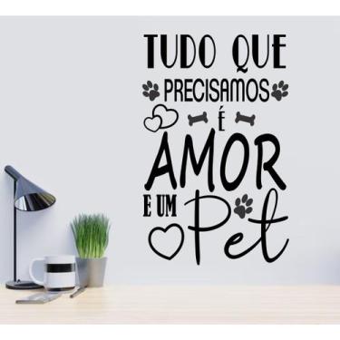 Imagem de Adesivo de Frases Para Pet Shop e Veterinária Amor e um Pet - Colakoal