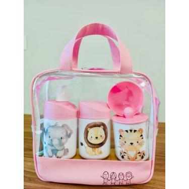 Imagem de Kit Higiene Bebê Bolsa Maternidade menina Rosa Safari - Dóia Kids, Leã