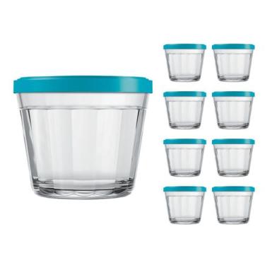 Imagem de Pote Vidro Americano C/Tampa Cores Cereal Bolacha 150ml 8Un - NADIR FI