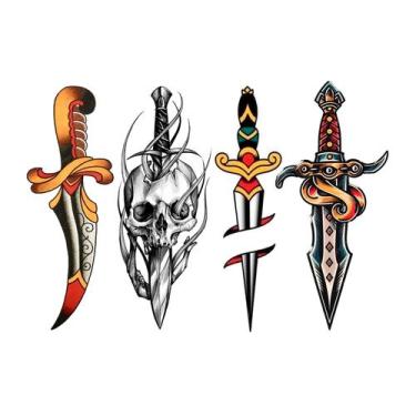 Imagem de Tatuagens Temporaria Punhais 2 - Chinesa