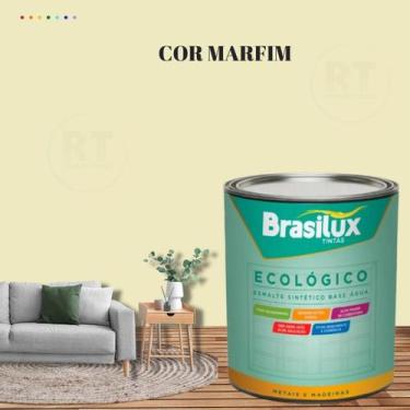 Imagem de Esmalte Sintético Brasilux Base Água Ecologico Cor Amarelo 800ML Brilh