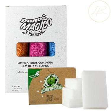 Imagem de Kit 3 Pano Mágico Flanela Microfibra Uso Geral Ecomais 4 Supergreen Es