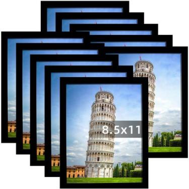 Imagem de Porta-retratos SESEAT 8,5x11 Conjunto de 10 acrílico MDF preto