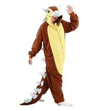 Imagem de vavalad Feminino Pijama Adulto Anquilossauro Macacão Dinossauro Animal Cosplay Desenho Animado Fantasia Natal Halloween Masculino