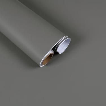 Imagem de FANCYEASY Papel de parede cinza para paredes de quarto papel de contato cinza sólido autoadesivo para bancadas papel de parede removível à prova d'água rolos de vinil grosso para armários gavetas