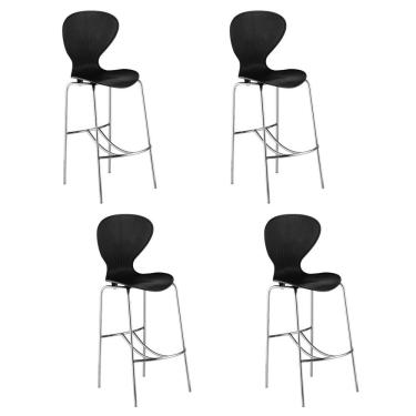 Imagem de Conjunto 4 Banquetas Alta com Encosto Flash Preto