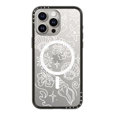 Imagem de CASETiFY Capa compacta para iPhone 15 Pro Max [fina e elegante/compatível com Magsafe/1,2 m. 2X proteção contra quedas de grau militar] - Sea Shore - Preto transparente