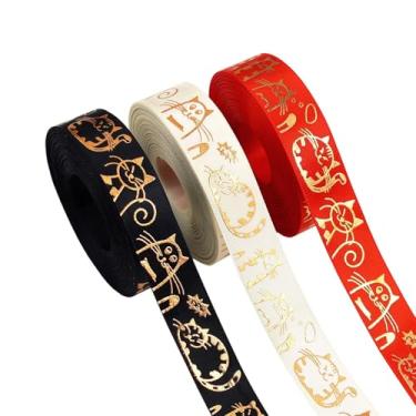 Imagem de UGPLM 3 peças de fitas decorativas para embrulho de presente, fitas multiuso impressas para artesanato, para decoração de caixa de bolo de aniversário e