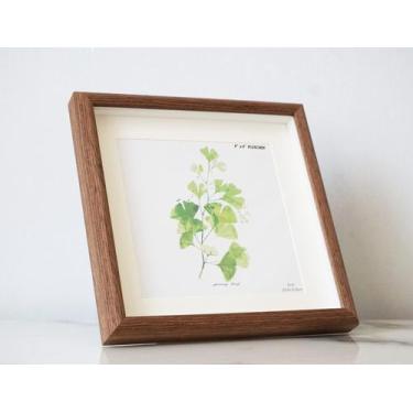 Imagem de Porta-retratos PLUSCHEN 9x9 cm de madeira com vidro para parede/mesa