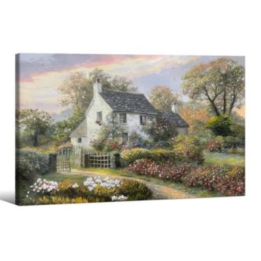 Imagem de Arte de parede Pintura a óleo French Country 40x60cm Paisagem - Haitun