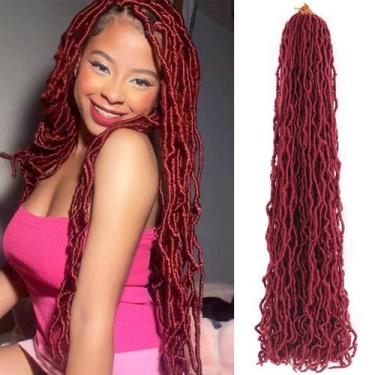Imagem de Faux Locs Crochet Hair Aayubb Soft Locs 32 cm Borgonha, 7 pacotes