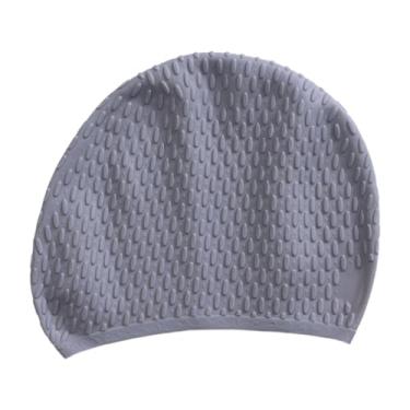 Imagem de IEUDNS Touca de natação, equipamento de natação, touca de banho altamente elástica e confortável, chapéu de banho impermeável para cabelos longos e curtos, Cinza
