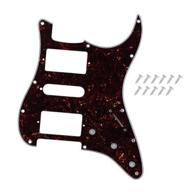 Imagem de DIAO79NI Pro 11 furos HSH Strat Pickguard Humbucker Single Humbucker Scrath Plate para guitarra elétrica Fender American/Mexican Standard Stratocaster estilo moderno, tartaruga marrom escuro, 4ply.