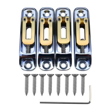 Imagem de OVSAL Ponte para baixo de corda única cromada com sela de latão ponte fixa individual para peças de reposição de baixo elétrico de 4 cordas