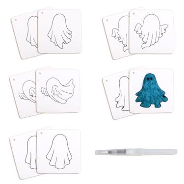 Imagem de 10 peças Halloween Papel com Textura de Espuma Mágica, Fofo Cartões de Celulose Branca com Caneta Fantasma Folhas Textura Espuma Papel para Pintura Crianças Artesanato Materiais Arte