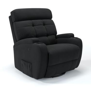 Imagem de Poltrona do Papai Reclinável Elétrica com Base Giratória e Balanço em Tecido Linho Damie