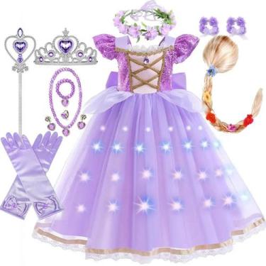 Imagem de Vestido De Princesa Roxo Para Meninas Fantasia Cosplay Da Disney Rapun