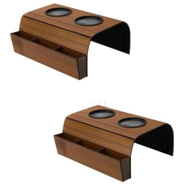 Imagem de Porta Copos para Sofá Jogo 2 em 1 - Esteira Organizadora para Braço de Sofá com Suporte para Copo, Controle e Celular - Antiderrapante e Resistente (2 Mel)