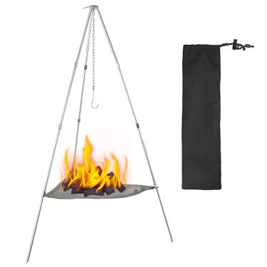Imagem de STARVAST Tripé portátil para forno de acampamento, lareira de malha dobrável para acampamento, fogueira, pátio, quintal e jardim - bolsa de armazenamento incluída