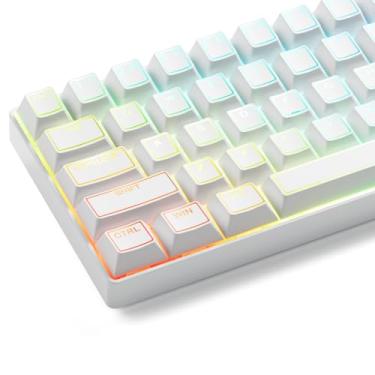 Imagem de GMKWTL Teclas XVX White Shine Through, Doubleshot PBT Keycap Set Cherry Profile, teclas de teclado de 142 teclas, compatibilidade universal com 60% 65% 75% 80% 100% teclado mecânico com interruptores
