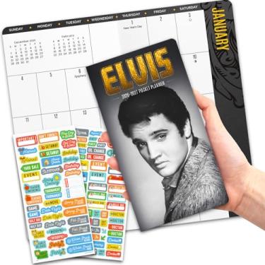 Imagem de Elvis Presley Calendário 2026-2027 - Deluxe 2026 King of Rock and Roll Pocket Planner Bundle com mais de 100 adesivos de lembrete (presentes Graceland, material de escritório)
