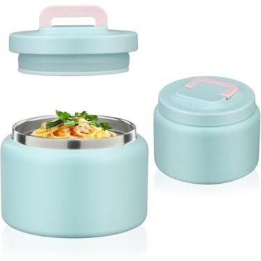 Imagem de JXXM Frasco térmico de 227 g para alimentos quentes e frios para crianças, recipientes de almoço isolados, pote de comida quente, à prova de vazamento, aço inoxidável, boca larga, sopa térmica para