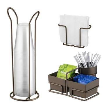 Imagem de Kit 3 Peças Porta Sachês Copos 200ml Suporte Guardanapos Cor Café