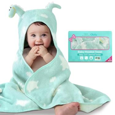 Imagem de VOOVA & MOVAS Toalha de banho com capuz para bebês - 100% algodão, 90 x 61 cm, 0 a 3 anos, capuz grande super absorvente com dinossauro fofo para recém-nascidos, bebês, crianças pequenas, dinossauros