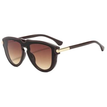 Imagem de HPIRME Óculos de armação grande feminino vintage luxo masculino punk hip hop uv400 (café-marrom)