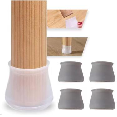 Imagem de KIT 32 PROTETOR DE SILICONE FLEXIVEL PEZINHO PARA CADEIRA MESA E MOVEIS COZINHA SERVE PÉ REDONDO OU QUADRADO SEM RUIDOS E ARRANHOES NO PISO NÃO RISCA RESISTENTE UNIVERSAL (32) (BRANCO)