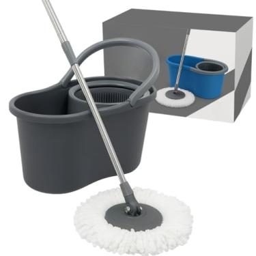 Imagem de Mop Com Cabo Inox Gritatório Com Refil de Microfibra 13 Litros Cesto Grande