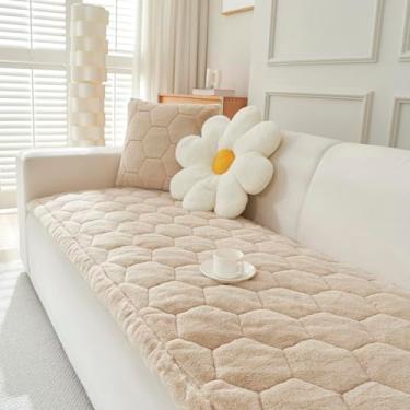 Imagem de Novas capas de sofá grossas laváveis – capa de sofá universal de flanela macia de 2, 3 e 4 lugares, capa de sofá antiderrapante, capas de sofá e protetor de móveis para sala de estar (camelo claro, 90