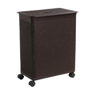 Imagem de Cesto Organizador Rattan com Rodas Roupeiro 50L(Marrom)