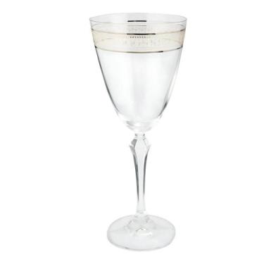 Imagem de Taça Água Suco 350Ml Cristal Decorado Friso Dourado Luxo - Lhermitage